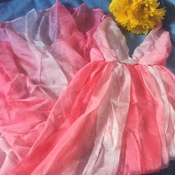 Ombre’ Peachy Pink White Criss Cross Romper Maxi - Picture 4 of 9